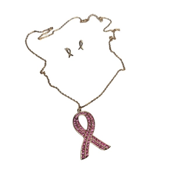 Jewelry - Breast Cancer Awareness Necklace Earring Set